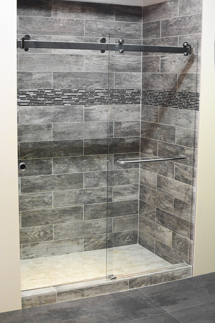 Walk-in Shower with Stone Tiles