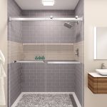 Walk-in Shower with Glass Doors and Square Shower Head